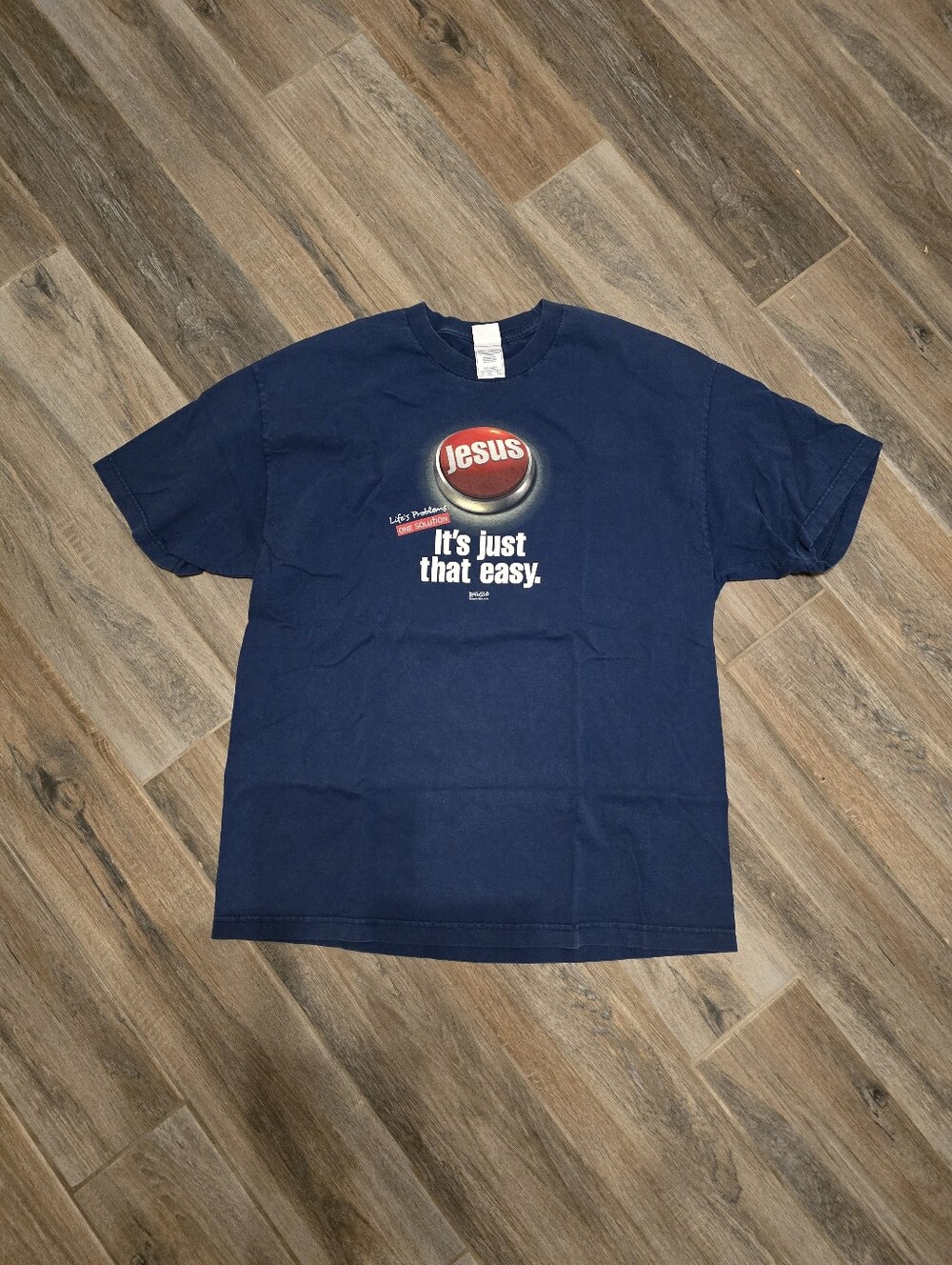 Vintage Christian Jesus Button It's Just That Easy T Shirt